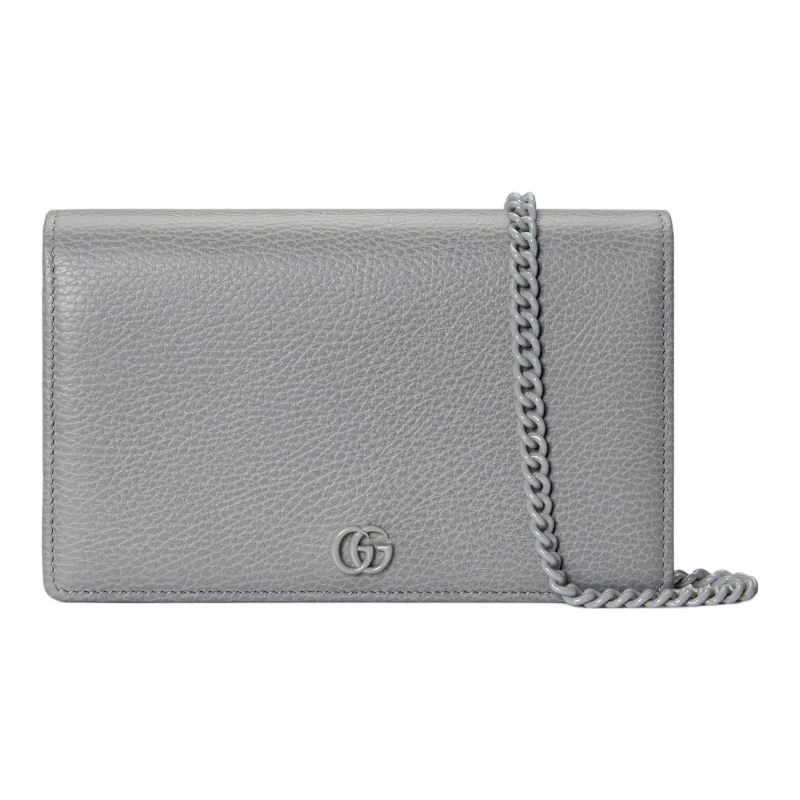 GUCCI GG Marmont Leather Chain Bag Shoulder Bag Crossbody Bag Mini Women's Dark Gray-0