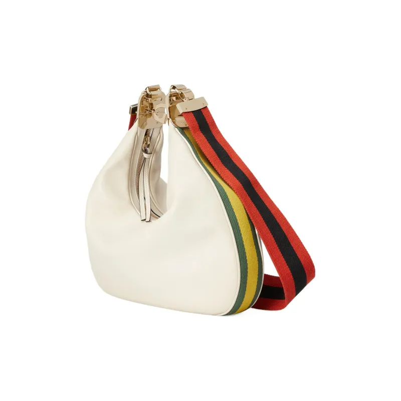 GUCCI Attache Leather Dumpling Bag, Crossbody Bag, Shoulder Bag Women's White-1