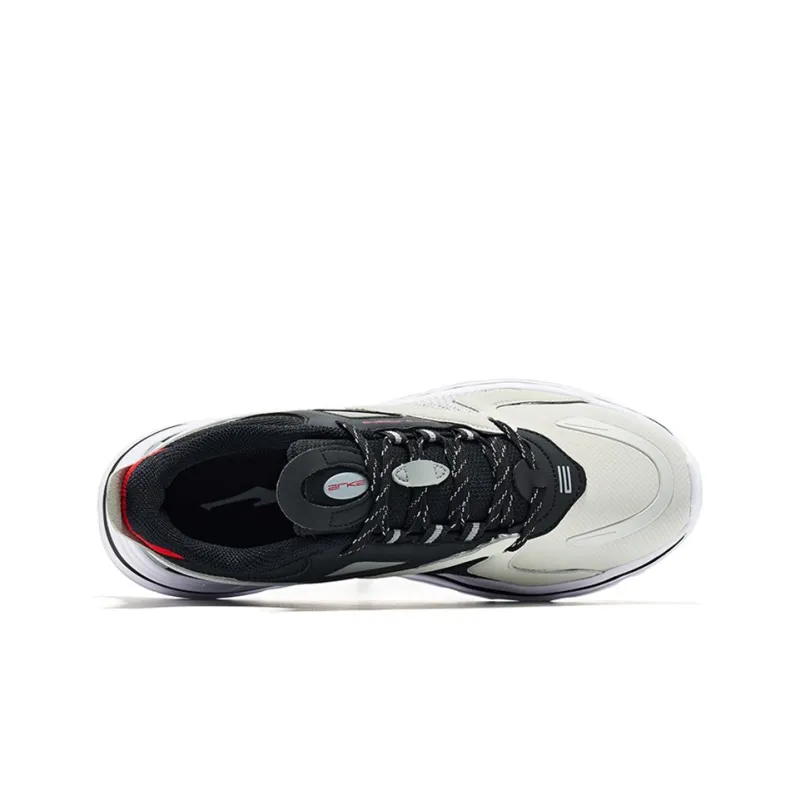 Erke Cushioned Anti Slip Wear Resistant Breathable Lightweight Low Top Running Shoes Men's Black Red-2