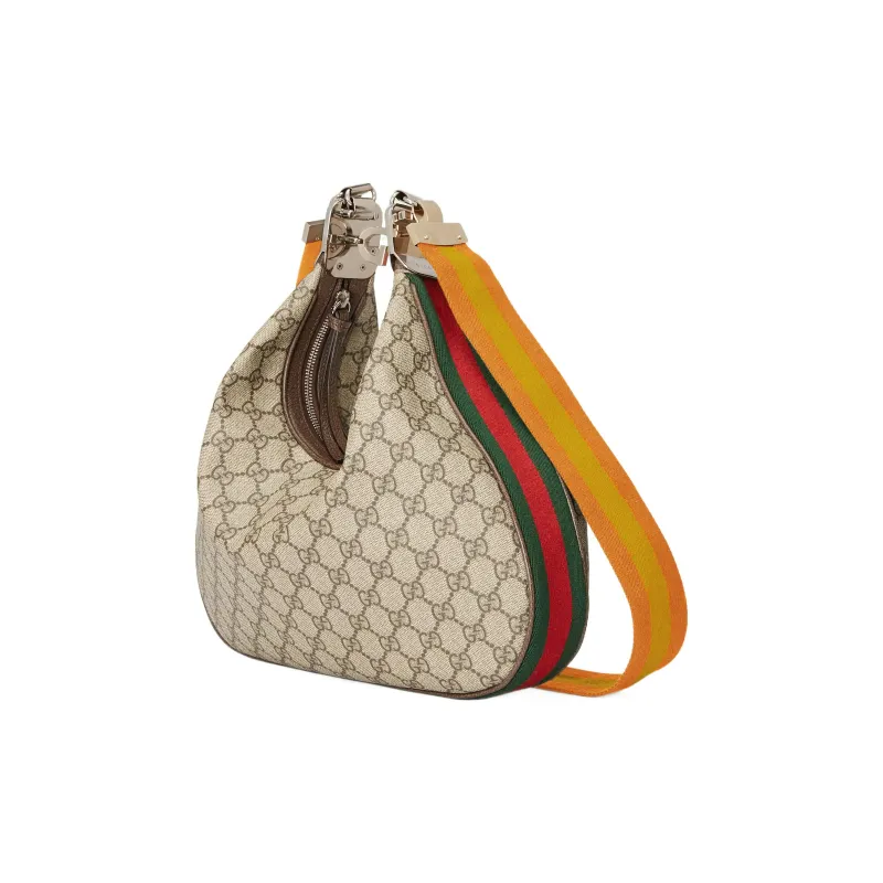 GUCCI Attache Canvas Webbing Trim Dumpling Bag, Portable Crossbody Bag, Shoulder Bag Women's-1