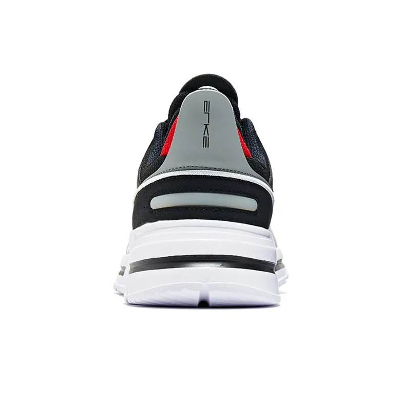 Erke Cushioned Anti Slip Wear Resistant Breathable Lightweight Low Top Running Shoes Men's Black Red-3