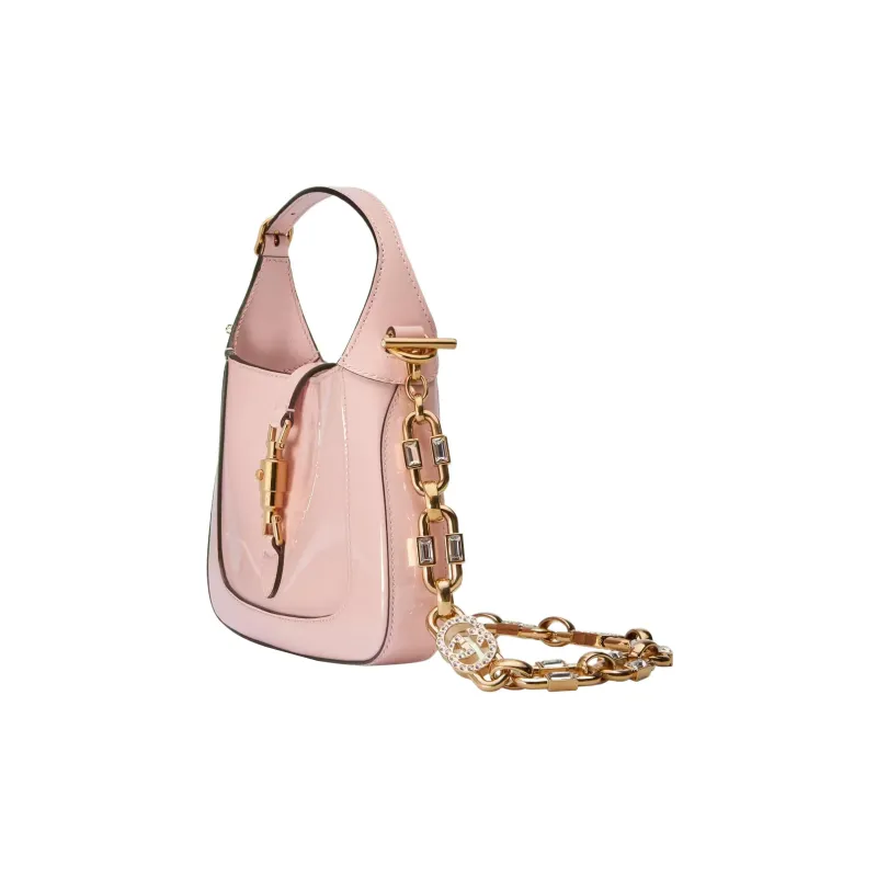 GUCCI Jackie 1961 Patent Leather Crescent Shoulder Bag Shoulder Bag Mini Women's Light Pink-1