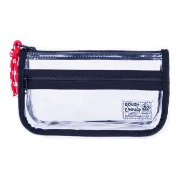 Rough Enough PVC Pen Pouch Storage Bag Makeup Bag Organizer Bag Toiletry Bag Regular Unisex Black Edging