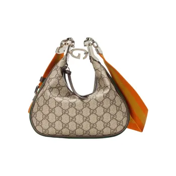 GUCCI Attache Canvas Leather Trim Dumpling Bag Handbag, Crossbody Bag, Shoulder Bag Women's