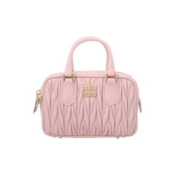 MIU MIU Arcadie Collection Matelassé Nappa Leather One Shoulder Handbag Regular Women's Pink
