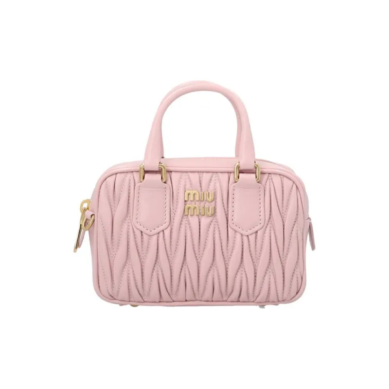MIU MIU Arcadie Collection Matelassé Nappa Leather One Shoulder Handbag Regular Women's Pink-0