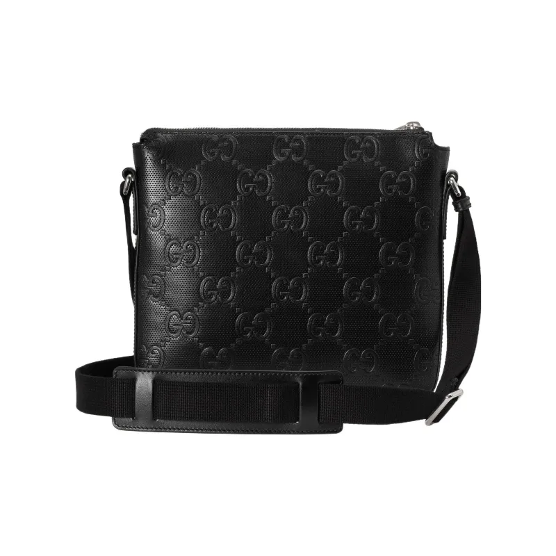 GUCCI Leather Messenger Bag Crossbody Bag Shoulder Bag Men's Black-1