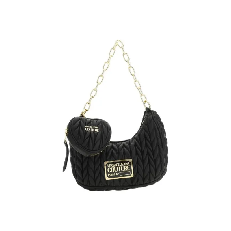 VERSACE JEANS COUTURE Polyester Coin Purse Handbag, Shoulder Bag Women's Black-4