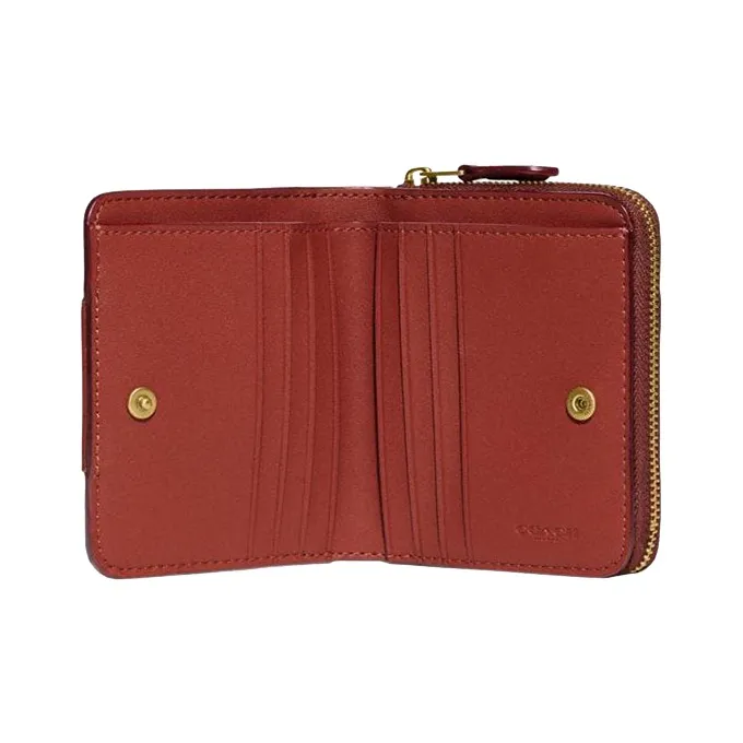COACH Billfold Wallet Canvas Card Holder, Wallet Women's Monogram Brown & Rusty-1