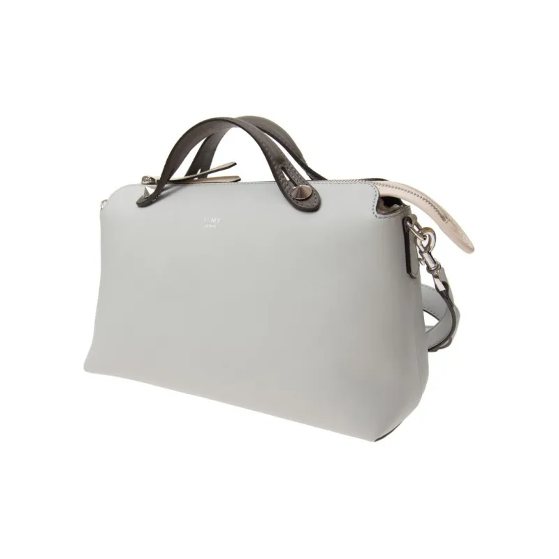 FENDI By The Way Series Cow Leather Boston Bag Shoulder Bag Crossbody Bag Handbag Small Size Women's Light Gray-1