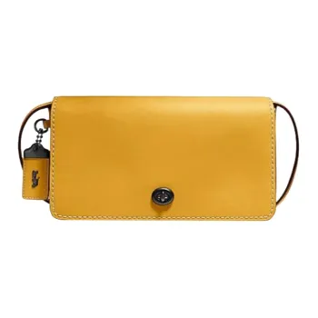 COACH Dinky Chrome Tanned Leather Smooth Finish Leather Shoulder Bag Crossbody Bag Women's Yellow