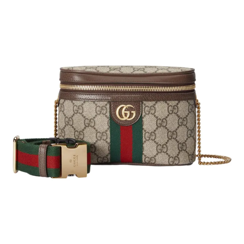 GUCCI Ophidia Supreme Canvas One Shoulder Handbags Fanny Pack Women's Ebony-1