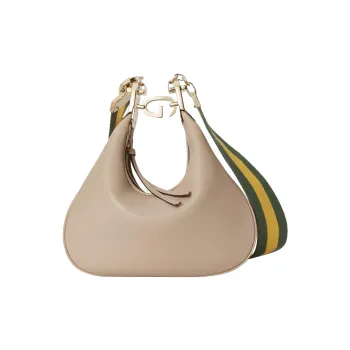 GUCCI Leather Crossbody Bag Shoulder Bag Women's Gray