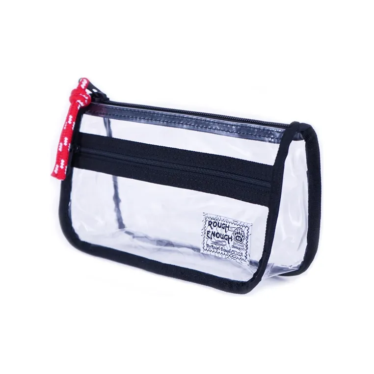 Rough Enough PVC Pen Pouch, Storage Bag, Makeup Bag, Organizing Bag, Toiletry Bag Regular Unisex Black Frame-1