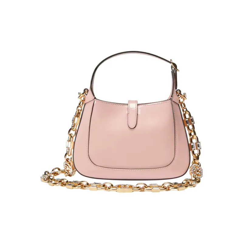 GUCCI Jackie 1961 Patent Leather Crescent Shoulder Bag Shoulder Bag Mini Women's Light Pink-3