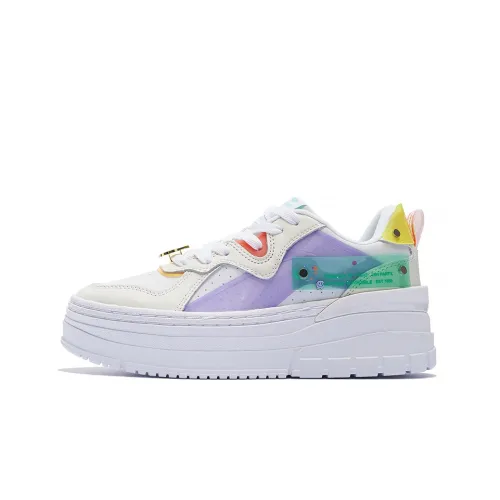 LINING Wave Skateboard Shoes Women's Low-Top Mist White/Standard White/Light Lotus Purple