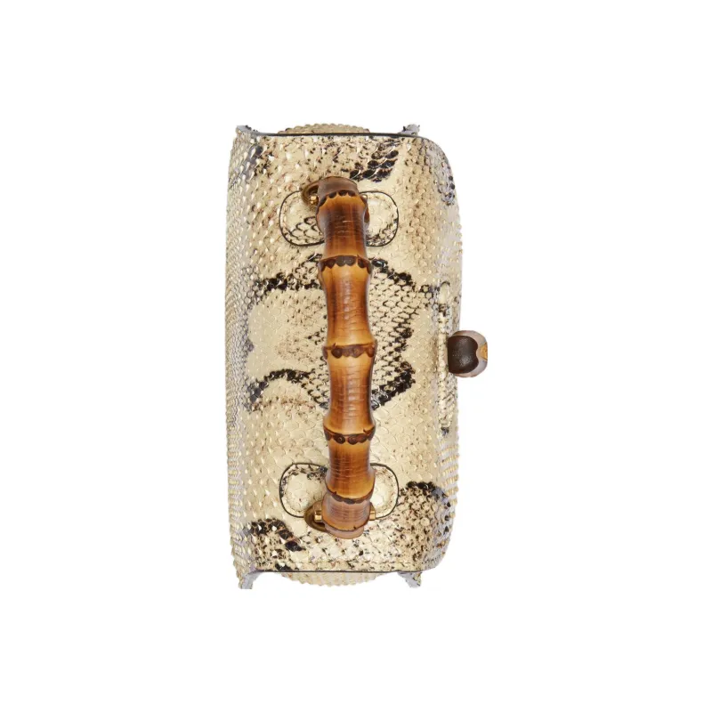 GUCCI Python Skin Shoulder Bag Crossbody Bag Handbag Mini Women's Beige-4