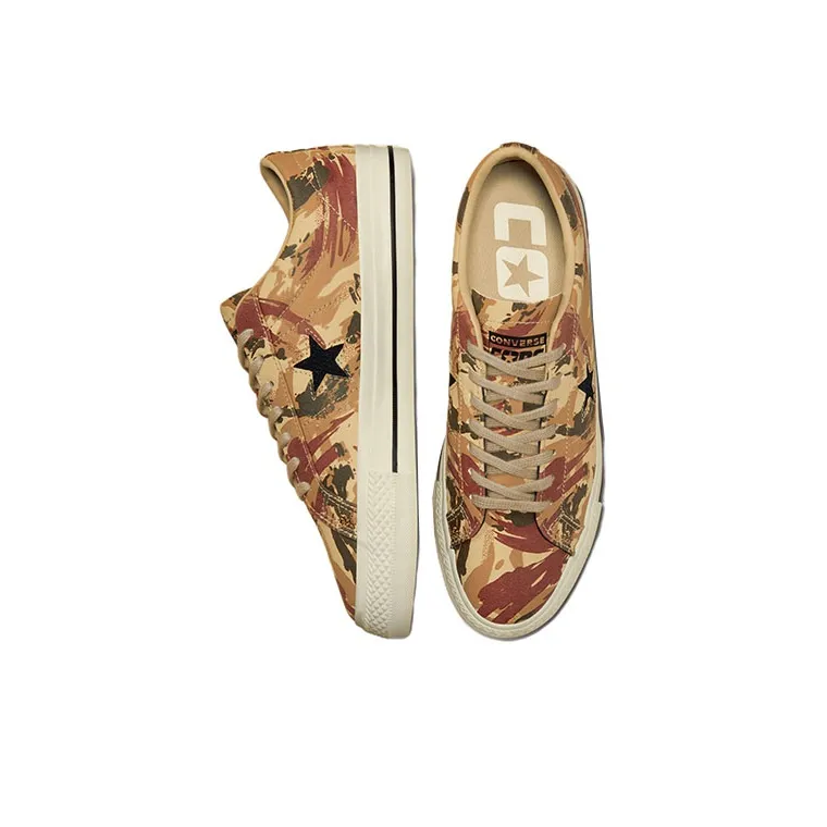 Converse One Star Pro Brushstroke Camo Anti-Slip And Wear-Resistant Lightweight Low-Top Skateboard Shoes Unisex Khaki-3