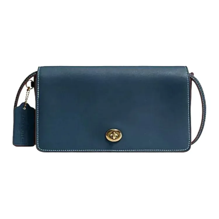 COACH Dinky Chrome Tanned Leather Smooth Finish Leather Shoulder Bag Crossbody Bag Women's Deep Denim-0