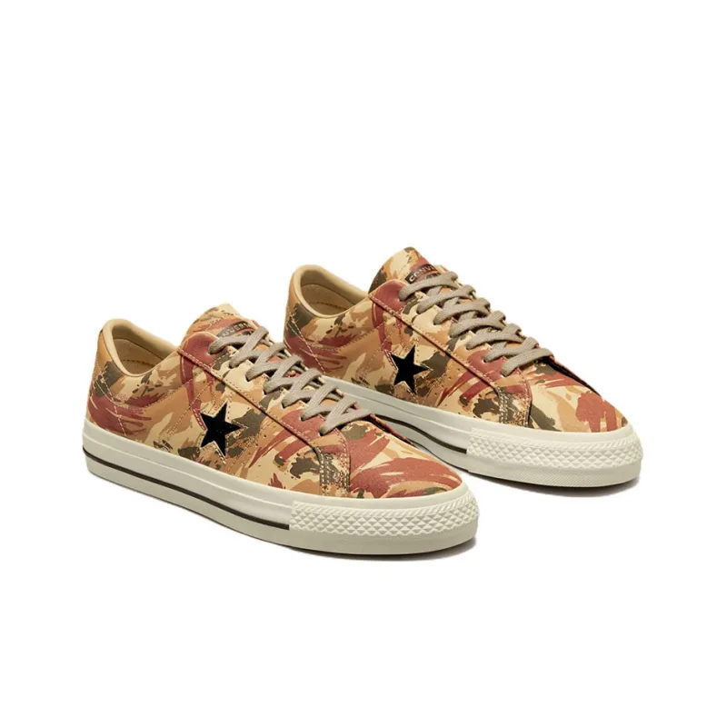 Converse One Star Pro Brushstroke Camo Anti-Slip And Wear-Resistant Lightweight Low-Top Skateboard Shoes Unisex Khaki-2