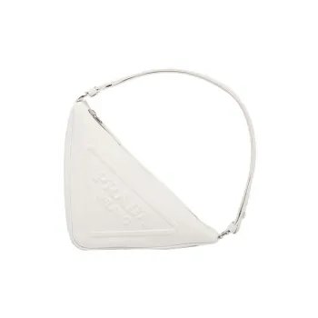 PRADA Triangle Leather Shoulder Bag, Triangle Bag, One Shoulder Handbag Women's White