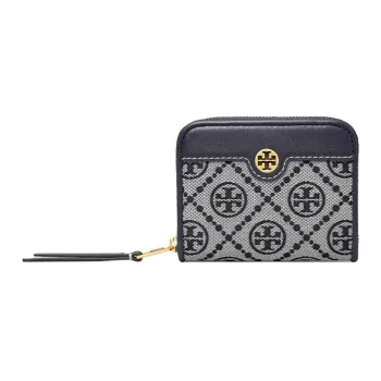 TORY BURCH T Monogram Jacquard Leather Coin Purse Regular Women's Marine Blue