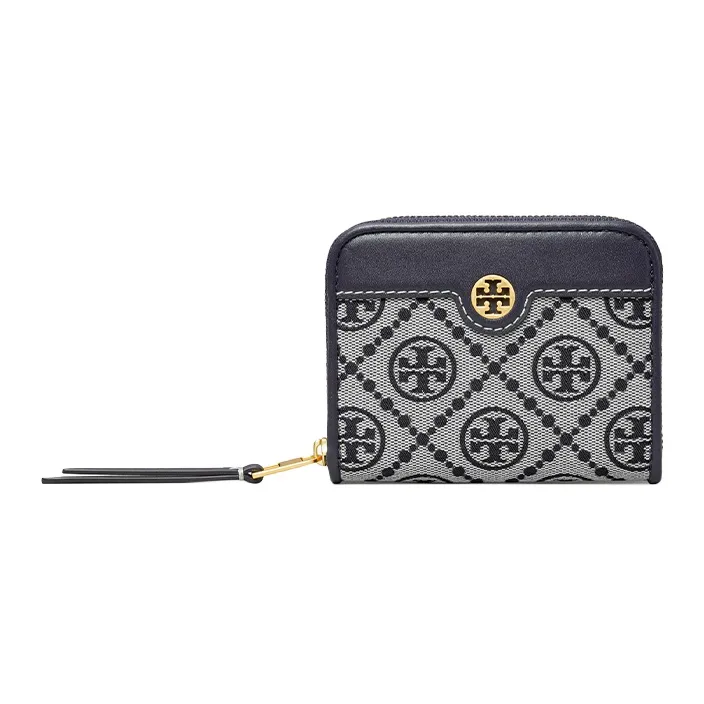 TORY BURCH T Monogram Jacquard Leather Coin Purse Regular Women's Marine Blue-0