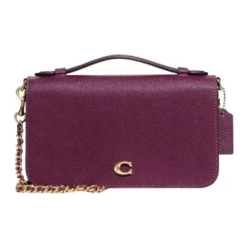 COACH Bea Cross-Stitch Leather Handbag Shoulder Bag Crossbody Bag Small Size Women's Berry Purple