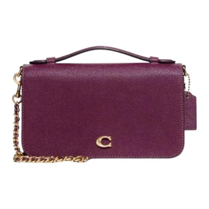 COACH Bea Cross-Stitch Leather Handbag Shoulder Bag Crossbody Bag Small Size Women's Berry Purple-0