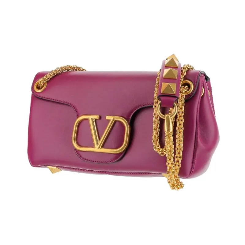 Valentino Cow Leather Baguette Bag Shoulder Bag Crossbody Bag Shoulder Handbag Women's Purple-1