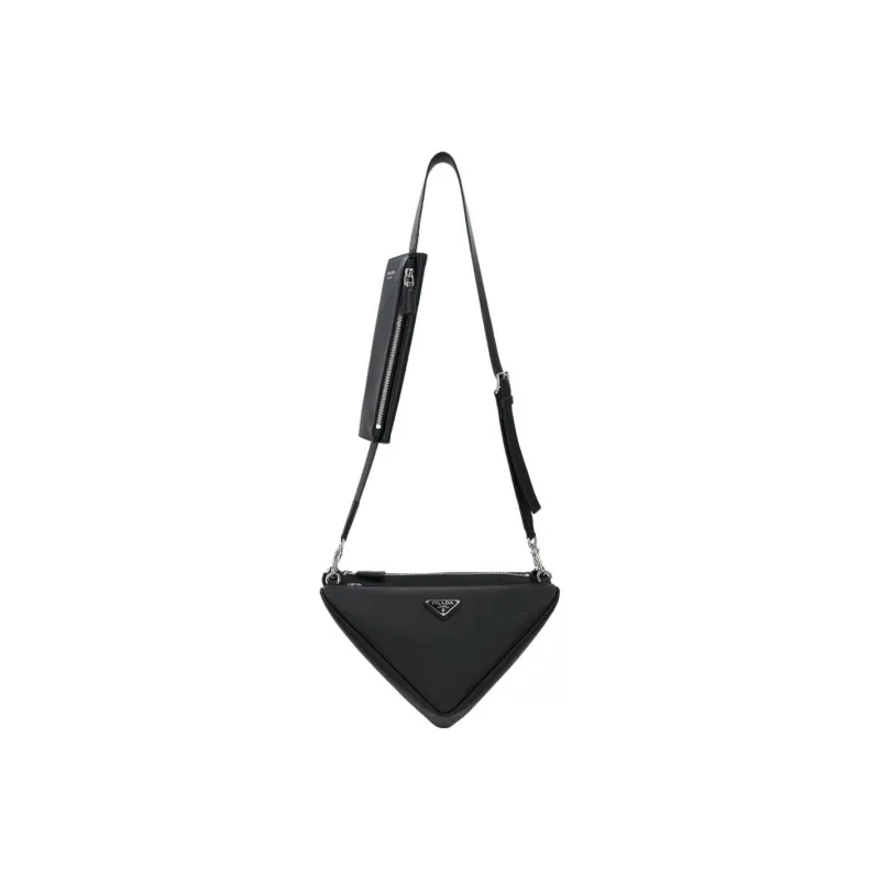 PRADA Triangle Logo Plaque Double Messenger Bag-2