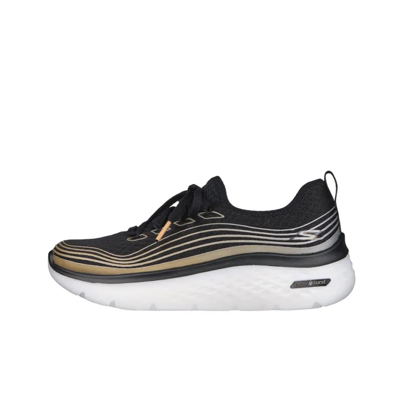 Skechers Go Walk Hyper Burst -Valar Cushioning Anti-Slip And Wear-Resistant Low-Top Casual Shoes Women's Black Gold-0