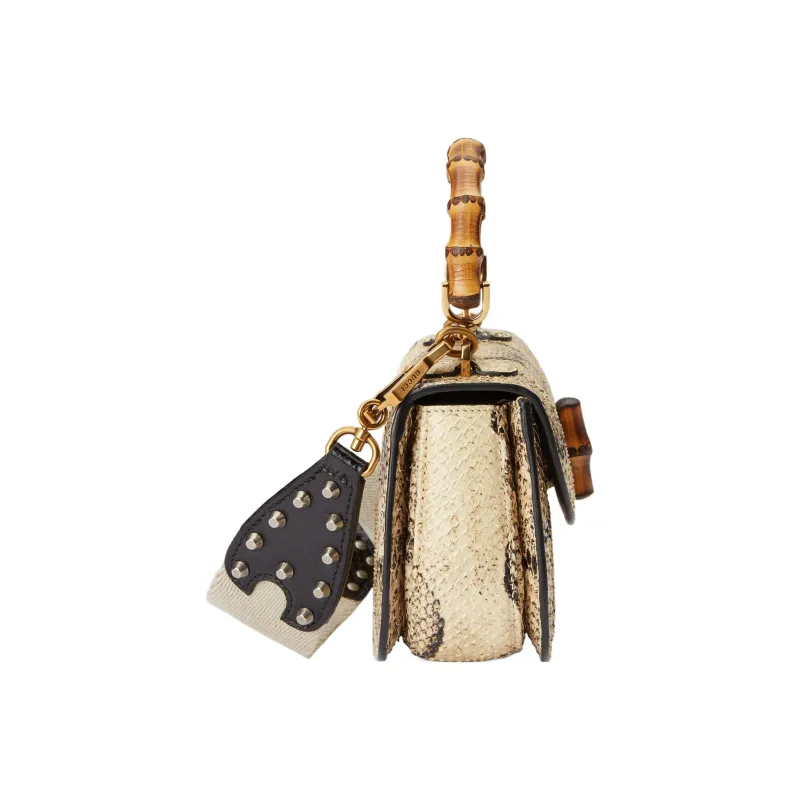 GUCCI Python Skin Shoulder Bag Crossbody Bag Handbag Mini Women's Beige-3