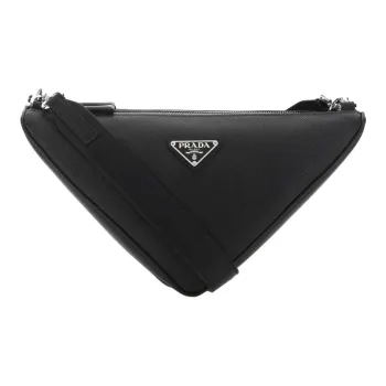 PRADA Triangle Logo Plaque Double Messenger Bag