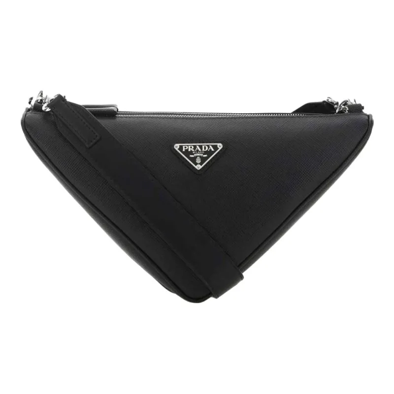 PRADA Triangle Logo Plaque Double Messenger Bag-0