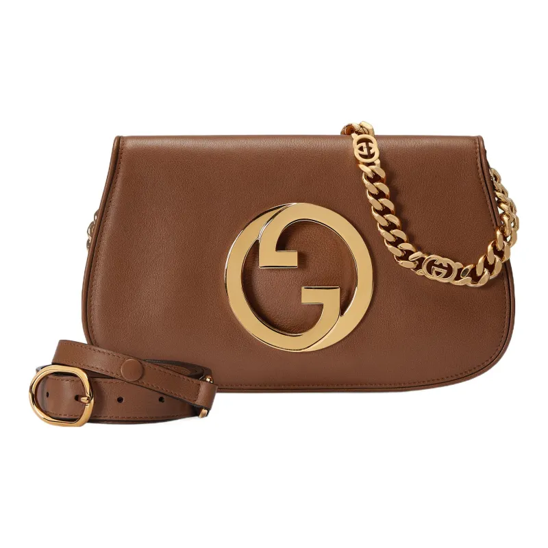 GUCCI Blondie Leather Chain Shoulder Bag Shoulder Bag Crossbody Bag Women's Dark Brown-2