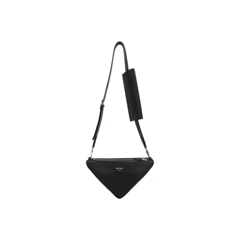 PRADA Triangle Logo Plaque Double Messenger Bag-4