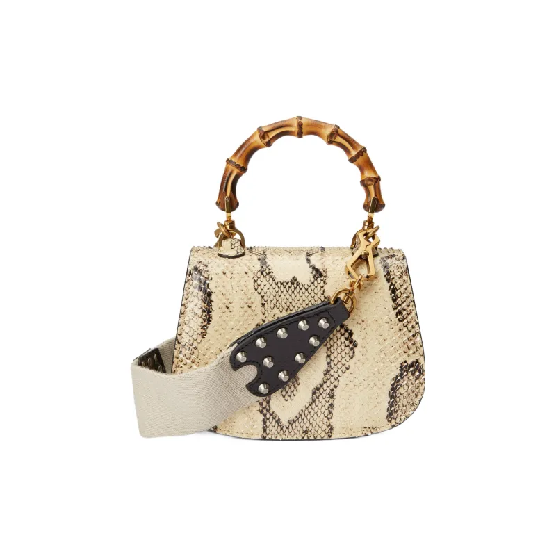 GUCCI Python Skin Shoulder Bag Crossbody Bag Handbag Mini Women's Beige-2