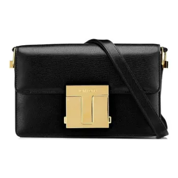TF Grained Leather Crossbody Bag Shoulder Bag Medium Size Women's Black