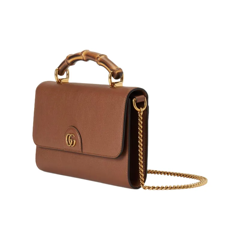 GUCCI Diana Leather Small Square Bag Handbag Shoulder Bag Crossbody Bag Women's Brown-1