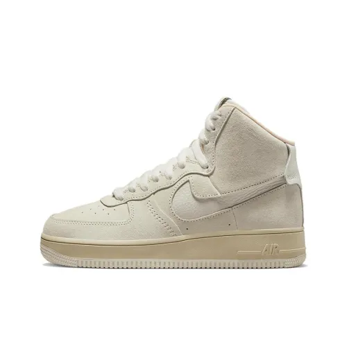 Nike Air Force 1 Skateboard Shoes Women's High-Top Sesame White