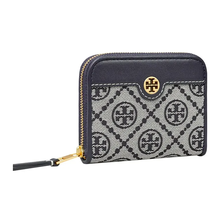 TORY BURCH T Monogram Jacquard Leather Coin Purse Regular Women's Marine Blue-2