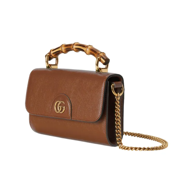GUCCI Diana Leather Small Square Bag Handbag Shoulder Bag Crossbody Bag Women's Brown-2