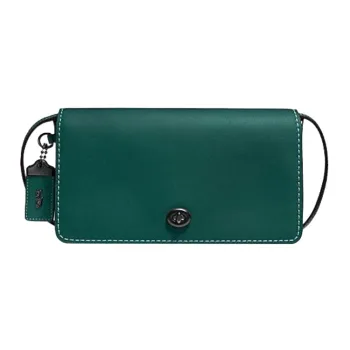 COACH Dinky Chrome Tanned Leather Smooth Finish Leather Shoulder Bag Crossbody Bag Women's Deep Turquoise