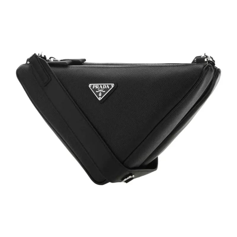PRADA Triangle Logo Plaque Double Messenger Bag-1