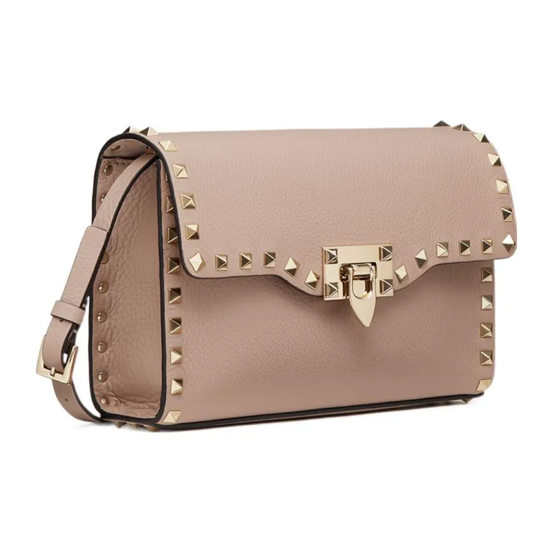 Valentino Grained Calfskin Shoulder Bag Crossbody Bag Women's Pink-1