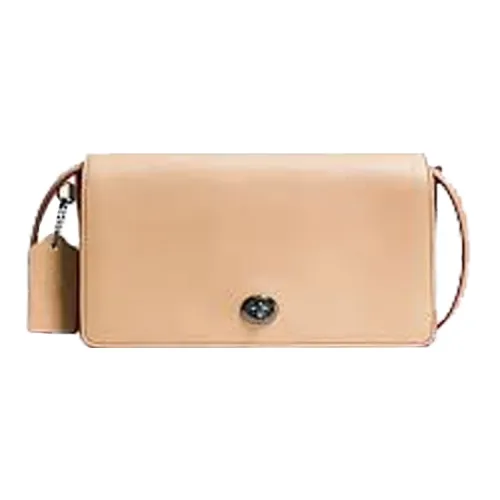 COACH Dinky Leather Shoulder Bag Crossbody Bag Women's Camellia Red With Orange