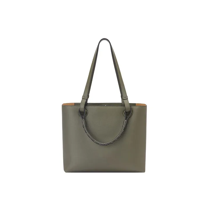 LOEWE Anagram Basket Cow Leather Tote Bag Shopping Bag Shoulder Bag Handbag Small Size Women's Green-2