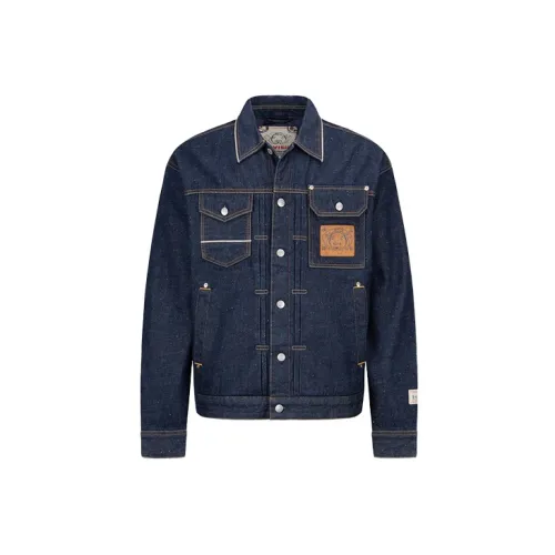 EVISU Denim Jackets Men Denim Blue