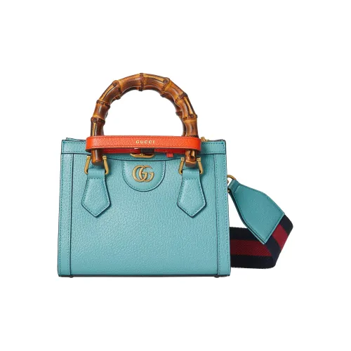 GUCCI Diana Leather Tote Bag, Shopping Bag, Shoulder Bag, Crossbody Bag, Handbag Mini Women's Blue